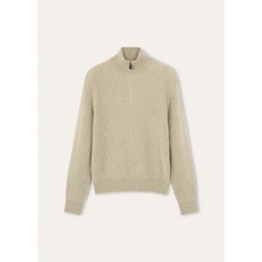 Loro Piana - Plane Tree Halfneck Sweater Baby Cash Gg 12, Man, Fall Green Melange, Size: 52