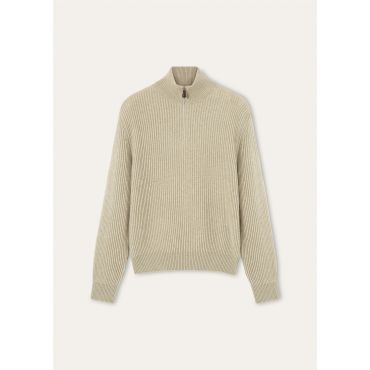 Loro Piana - Plane Tree Halfneck Sweater Baby Cash Gg 12, Man, Fall Green Melange, Size: 52