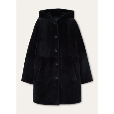 Loro Piana - Herv Parka Merino Shearling, Woman, Blue Navy, Size: 40