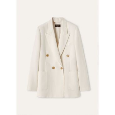Loro Piana - Genny Db Jacket Summer Linen Crepe Natte', Woman, White, Size: 46