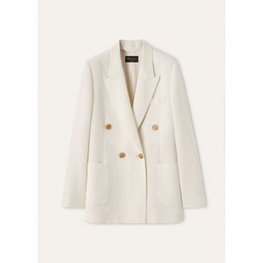 Loro Piana - Genny Db Jacket Summer Linen Crepe Natte', Woman, White, Size: 46