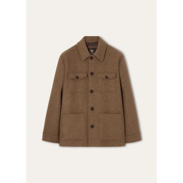 Loro Piana - Devis Caban Wish Cash Herringbone Double, Man, Light Brown Chevron, Size: 50