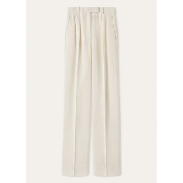 Loro Piana - Chad Trousers Summer Linen Crepe Natte', Woman, White, Size: 40