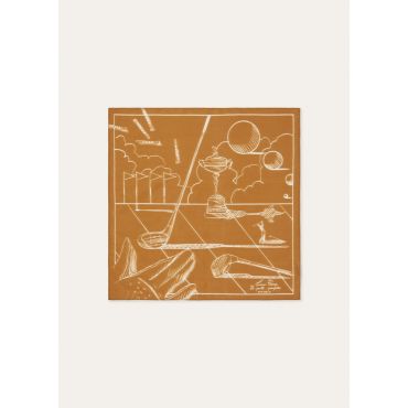 Loro Piana - Loro Piana Il Putt Perfetto Foulard 45 Silk Cotton, Man, Golden Brown/Chalk White, Size: NR