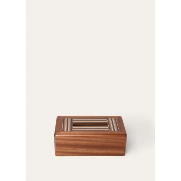 Loro Piana - Tissue Box Woven Stripe Intarsia Wood, Natural Mahogany /Woven Stripe, Size: NR