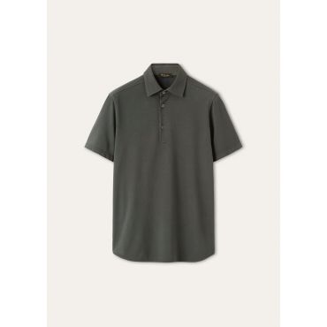 Loro Piana - Brenna Polo Pique' Dyed, Man, Clorofilla, Size: XXXL