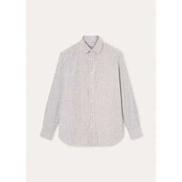Loro Piana - Elia Penny Collar Shirt Colourful Stripe, Man, White Brown Stripe, Size: 42