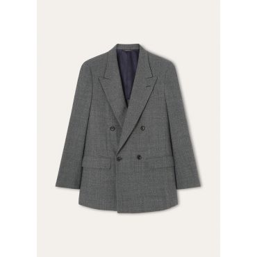 Loro Piana - Alistaire Peak Db Jacket Wool Prince Of Wales Moul, Man, Grey Prince Of Wales, Size: 52
