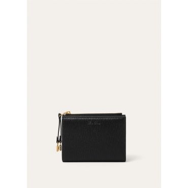 Loro Piana - Extra Bifold Zip Wallet Soft Zibeline Lth, Woman, Black/Sun Gold, Size: NR