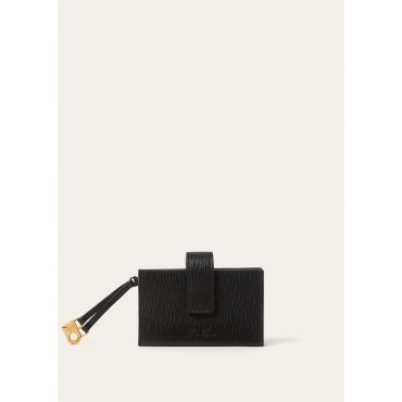 Loro Piana - Extra 5 Gusset Cardholder Soft Zibeline Leather, Woman, Black/Sun Gold, Size: NR
