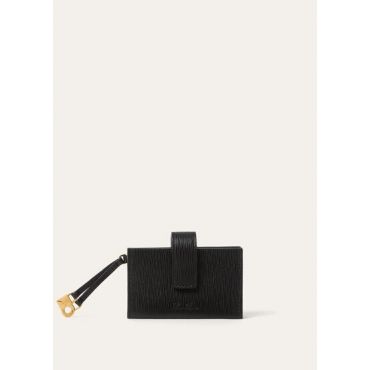 Loro Piana - Extra 5 Gusset Cardholder Soft Zibeline Leather, Woman, Black/Sun Gold, Size: NR