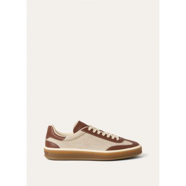 Loro Piana - Tennis Walk Natural Canvas & Calf, Woman, Natural/Caramel Sugar, Size: 37,5