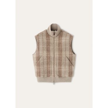 Loro Piana - Alta Badia Vest Check Yak, Man, Sand/Natural/Brown Fancy, Size: S
