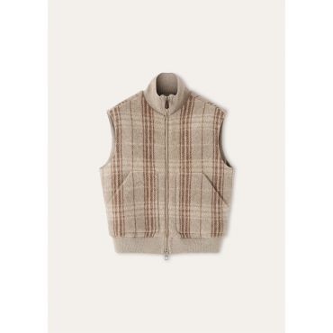 Loro Piana - Alta Badia Vest Check Yak, Man, Sand/Natural/Brown Fancy, Size: S