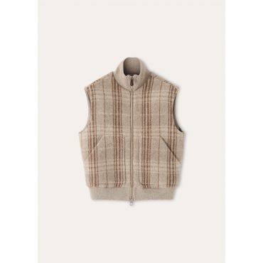 Loro Piana - Alta Badia Vest Check Yak, Man, Sand/Natural/Brown Fancy, Size: S