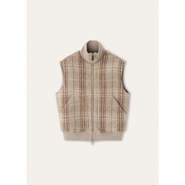 Loro Piana - Alta Badia Vest Check Yak, Man, Sand/Natural/Brown Fancy, Size: S