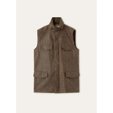 Loro Piana - Traveller Vest Linen Cotton Malfile' Storm, Man, Green Bark, Size: 58