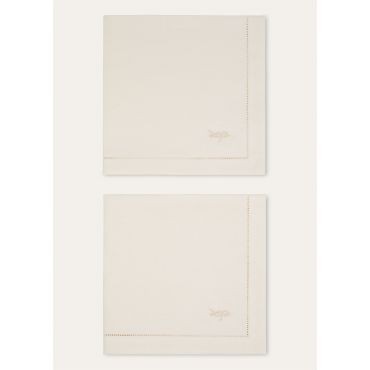Loro Piana - Set Of 2 Napkins Punti A Maglia Linen, Shaded White, Size: NR