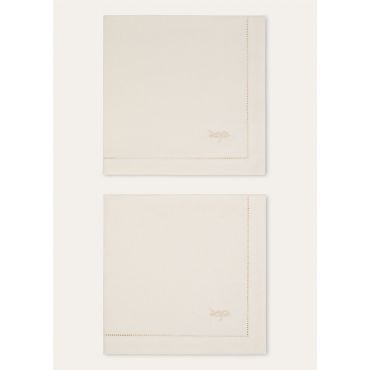 Loro Piana - Set Of 2 Napkins Punti A Maglia Linen, Shaded White, Size: NR