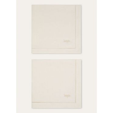 Loro Piana - Set Of 2 Napkins Punti A Maglia Linen, Shaded White, Size: NR