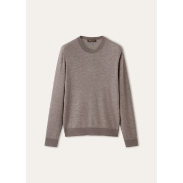 Loro Piana - Manipur Crewneck Sweater Cash Silk Gg 18, Man, Peruvian Brown and Gray, Size: 52