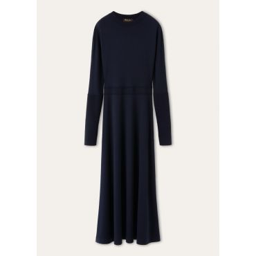 Loro Piana - Leven Dress Ls Interlock Wool 200's, Woman, Blue Navy, Size: XS