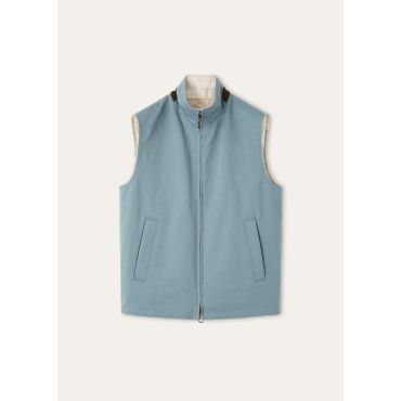 Loro Piana - Grian Vest Light Cotton Linen Silk Rain/solaire, Man, Blurred Clouds/Pellican Gray, Size: 50
