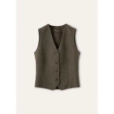 Loro Piana - Ayas Vest Archive Wish Cash Flannel, Woman, Green/Orange/Natural Micro Texture, Size: 36