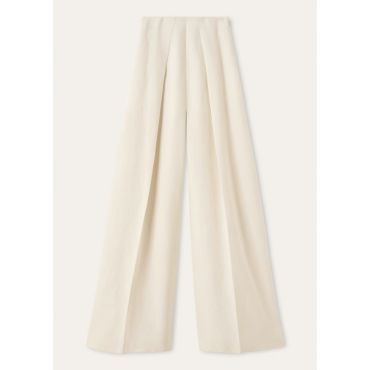 Loro Piana - Lanford Trousers Canvas Linen Flower, Woman, Gardenia Ice, Size: 40