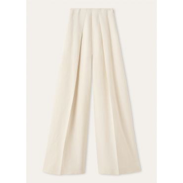 Loro Piana - Lanford Trousers Canvas Linen Flower, Woman, Gardenia Ice, Size: 40