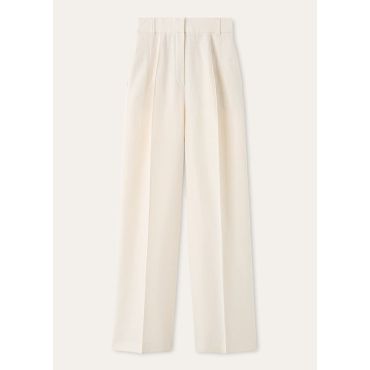 Loro Piana - Lodger Trousers Structured Linen Wool, Woman, Gardenia Ice, Size: 46