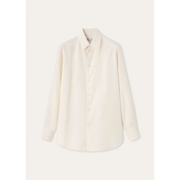 Loro Piana - Thea Square Collar Shirt Light Panama Silk, Woman, Gardenia Ice, Size: 36