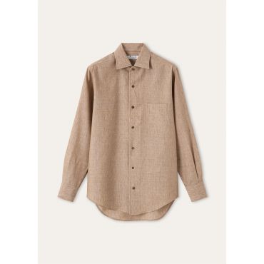 Loro Piana - Andre' Shirt Solaire Trama Lana, Woman, Dried Tobacco, Size: 44
