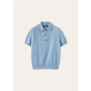 Loro Piana - Classic Baby Cash Ss Polo Baby Cash Gg 12, Woman, Airy Sky Melange, Size: 36
