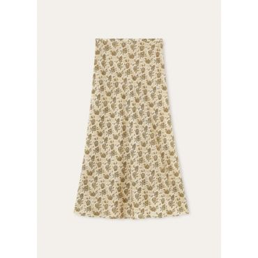 Loro Piana - Simona Skirt Georgette, Woman, Ivory/Goldish Green, Size: 44