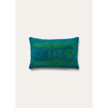 Loro Piana - Beach Pillow Woven Summer Charms Jcq Cotton, Peacock Blue/Emerald, Size: NR