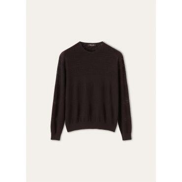 Loro Piana - Lace Royal Lightness Crewneck Sweat Wool Silk Gg18, Woman, Vin Chaud, Size: M