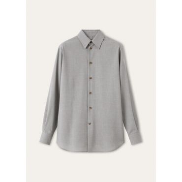 Loro Piana - Thea Square Collar Shirt Zelander Wool Silk, Woman, Green Gray, Size: 46