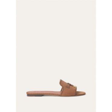 Loro Piana - Summer Charms Flat Mule Canvas & Calf, Woman, Colour Vicuna, Size: 40