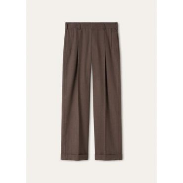 Loro Piana - Isaac Trousers Structured Wool Crepe, Man, Red and Blue Pinstripe on Brown, Size: 46