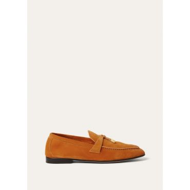Loro Piana - Joan Charms Loafer Luxury Suede, Woman, Citrus Orange, Size: 36