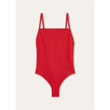 Loro Piana - One Piece Squared Marine Jersey, Woman, Buoy Red, Size: 46
