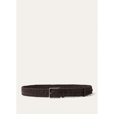 Loro Piana - Mayfair 38 Mm Mignon Smooth Calf Braid, Man, Pecora Nera Color/Light Onyx, Size: 85