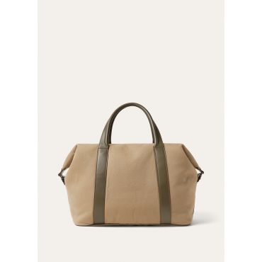 Loro Piana - Wind Duffle Medium Cover Cotton Rain/rndd Lth, Man, Bamboo Parer/Sicilian Capers/Onyx, Size: NR