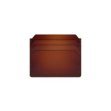 Santoni Brown Leather Credit Card Holder, Size: One Size