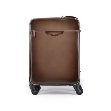 Santoni Brown Leather Travel Suitcase, Size: One Size