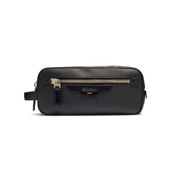 Santoni Black Tumbled Leather Beauty Case, Size: One Size