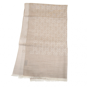 Gucci - 2-Tone Grey Wool Silk GG Guccissima Logo Scarf