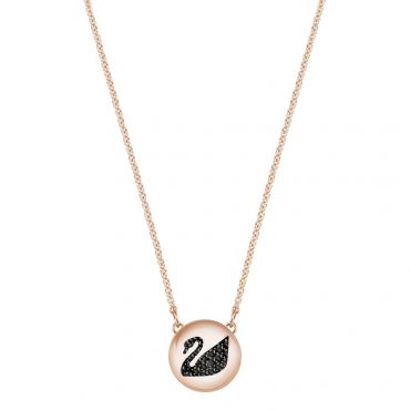 Swarovski Hall Swan Pendant, Grey, Rose Gold Plating