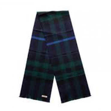 Burberry - Navy Check Lash Fringe Scarf